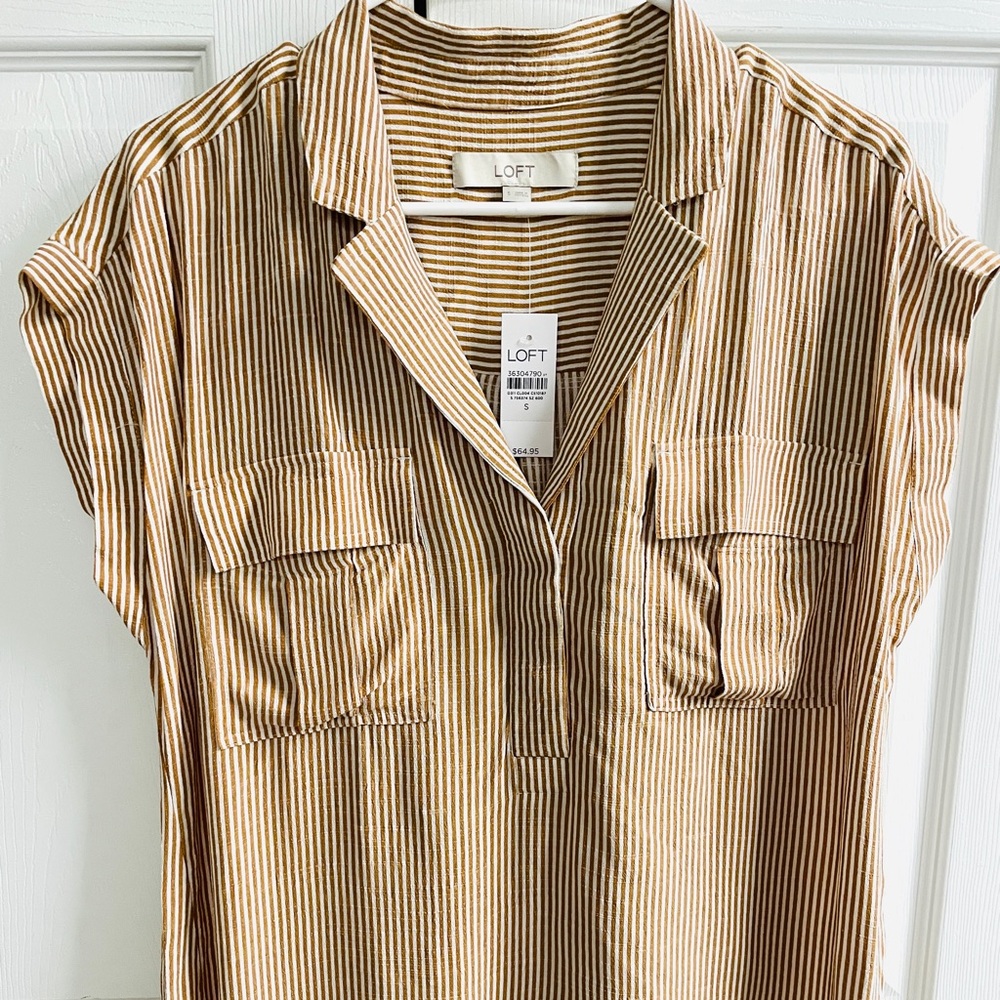 LOFT Tan Pinstripe top ( Size S) - NEW